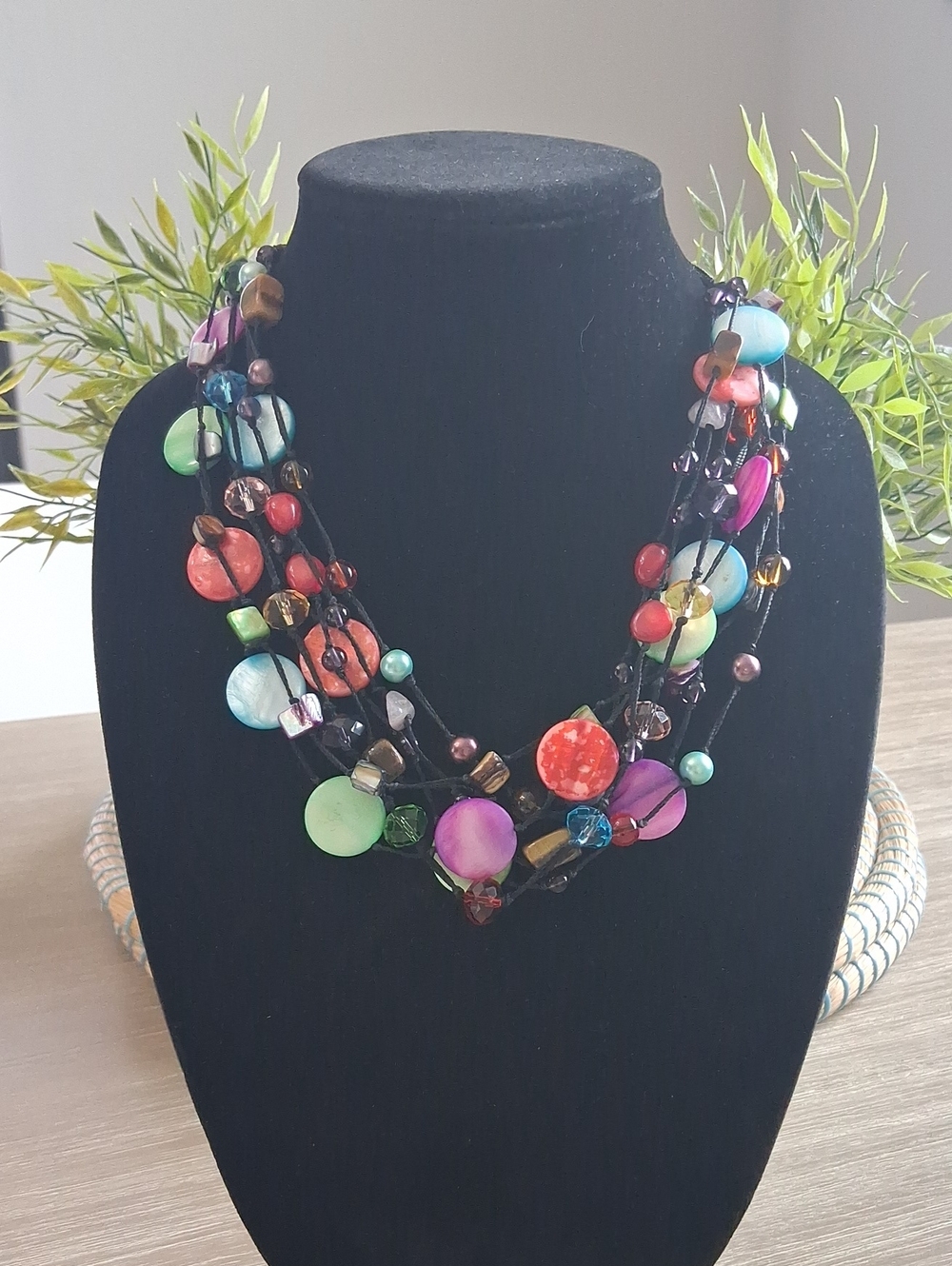 Vintage Premier Designs Multicolor Bead Layered Statement Necklace